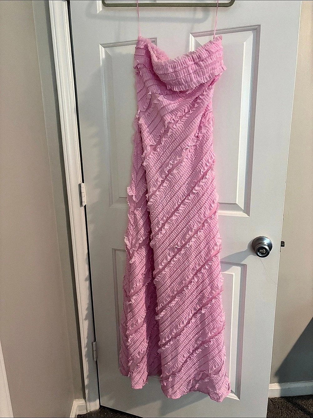 endless rose Strapless Ruffled Maxi Dress Pink Size Small